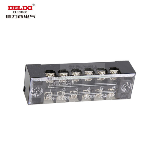 Delixi Electric TB-Anschlüsse reines Kupfer kombinierter Kabelzeile Reine Kupferflamme-Reparatur und korrosionssicherer 12-Positionen-Anschluss-Zeilen-Box 15a 6-Position TB1506