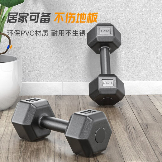 Haokehan Rubberized Dumbbells Men's Fitness Home Student Equipment Women's Fitness Home Equipment Arm Muscle Training Pair 2KG (Total Weight 4KG) Black