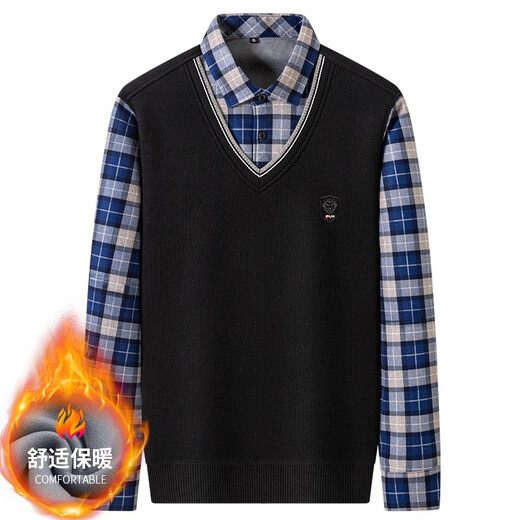 Nobel Paul (Nobolpaul) Séter para suéter masculino para otoño e invierno, además de un suéter en Velvet en terciopelo, suéter elástica de dos piezas de dos piezas para ropa de otoño para hombres My15618 L [recomendado 100-120 Jin [Jin iguala 0.5 kg]]
