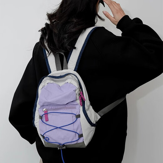 Lugeli Outdoor Backpack Contrast Color Mountaineering Bag Picnic Retro Small School Bag Lightweight Travel Bag Lightweight Hiking Small Backpack Outdoor Backpack Purple