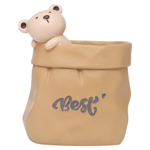 叕二叕可爱笔筒创意小礼物品办公室桌面摆件工艺品花盆送儿童老师男女生 小熊