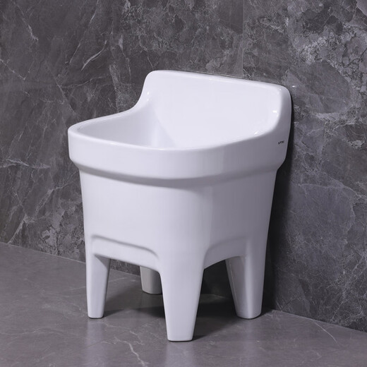 Lefit (lfte) bathroom ceramic mop pool balcony mop trough household Taiwan control large, medium and small mop basin courtyard mop pool 914 manual drain + faucet delivery to home