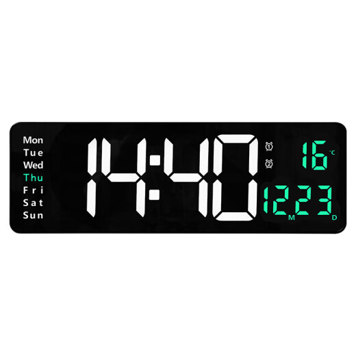 Love Makeup (Lioele) Love Makeup de 16 pulgadas Función de pantalla grande Pantalla Reloj Nordic Digital Reloj Compañería Simple Wall Clock LED Reloj Temperatura (13 pulgadas) 6629 Blue Light