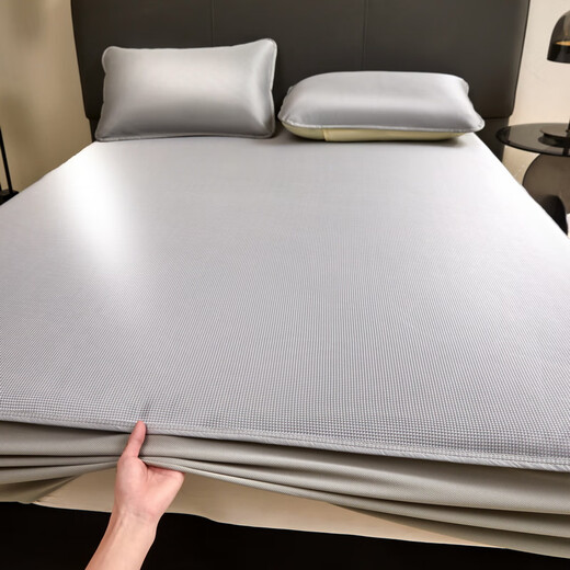 Sailotou Class A Summer Ice Silk Mat Sheet 15m Bed New Summer Soft Mat Washable Children and Infants Available Fitted Balloon Mo Gray Single Product Fitted Sheet 90*200cm