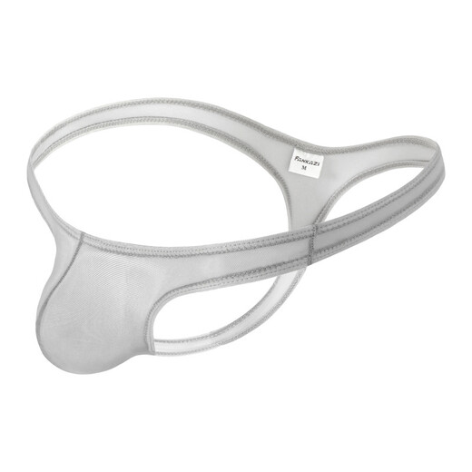 Please confidential delivery sexy mesh men's thong seductive fashion translucent U convex large bag g S green