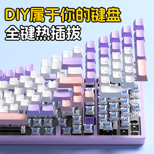 LEOBOG Hi98 customized wired mechanical keyboard aluminum tuotuo leaf spring Gasket structure 98 equipped with full key no impulse hot plug Yunshuilan-FR4 positioning board [Barbie axis] RGB