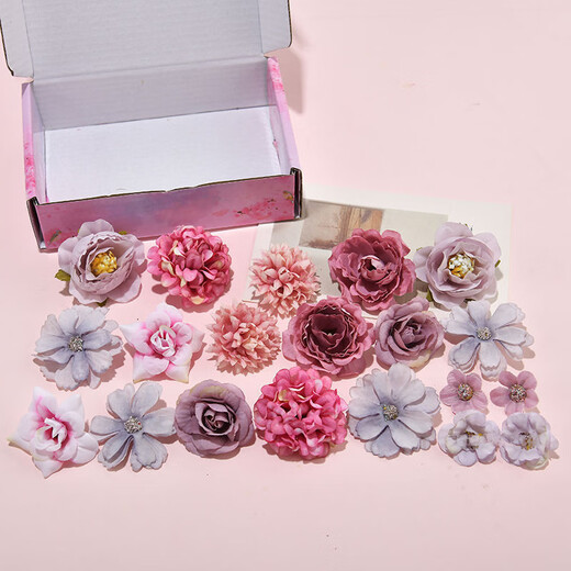 东之天地 学士帽簪花仿真花绢花婚庆花朵配件diy手工头饰花材料包痛包装饰 【紫色系】仿真花【1套20朵】