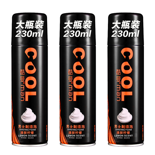 酷曼剃须泡沫软化胡须刮胡泡剃须膏啫喱刮胡刀泡 经典柠檬香3瓶(共690ml)