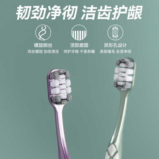 Dr. Tooth Spiral Soft-bristled Toothbrush Cleans Teeth and Protects Gums, Wide Head 2 Pack