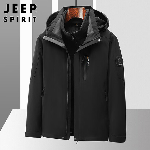 JEEP SPIRIT Jeep Jacket Men's Three-in-One Winter Jacket Men's Polar Fleece Jacket Men's Clothes