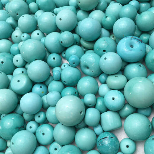 DRJEFUN1517M MM High Porcelain Blue Turquoise cuentas redonda de una sola redonda de cuentas sueltas de jade antiguo Material de la clavícula Supuesto Soporte Identificación Gray-Blue
