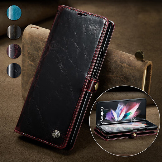 Helmseil Samsung Zfol3 Mobiltelefonhülle Volleinkleber Faltklammern Flip Leder Hülle Galaxie W22 Schutzhülle Fold3 Luxury Magnetic Card Slot Wallet Samsung Z Fold3 /W22 5G Noble Schwarz