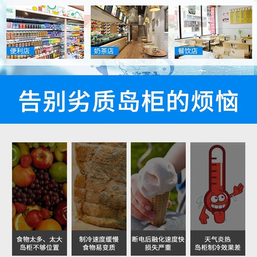 星星（XINGX）【线下同款】展示柜冰柜商用大容量卧式冷冻柜岛柜超市玻璃门冷柜大型冰淇淋雪糕展示柜海鲜速冻柜 419BY【1314*694*910】