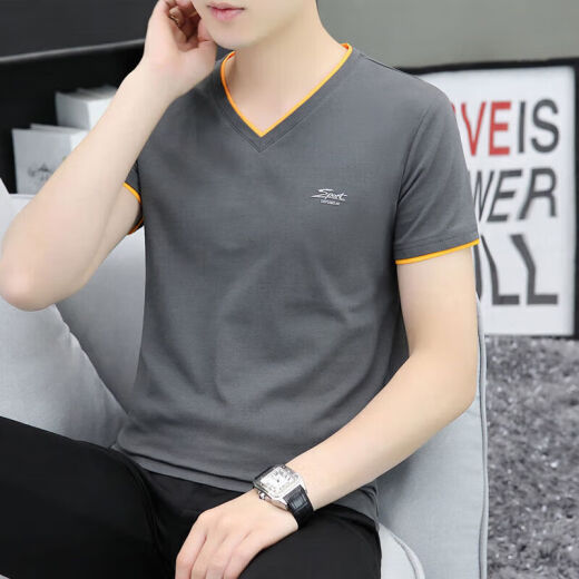Dirección simple de verano Camiseta de manga corta de manga corta para la juventud de hombres.