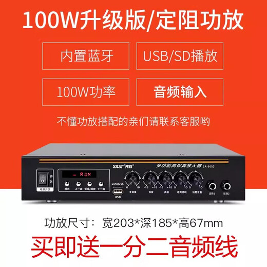 SAST AV-208 Verstärker Hochleistungs-Profi-Verstärker Home KTV Bluetooth-Verstärker Audio HiFi Soundqualität 100 Watt Bluetooth-Verstärker