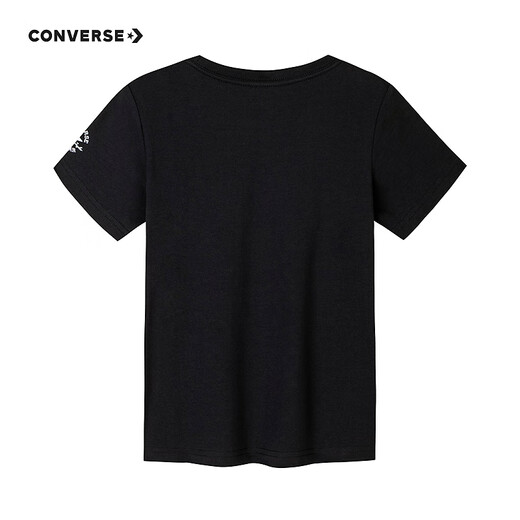Converse children's clothing boys' short-sleeved T-shirt summer new printed tops children's casual T-shirt black 150/72 recommended height 140-152cm
