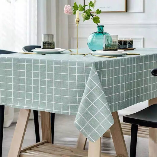 Selected PVC plastic tablecloth, anti-scalding, anti-oil, no-wash tablecloth, girly heart ins rectangular dining table, PVC white plaid 140*220CM