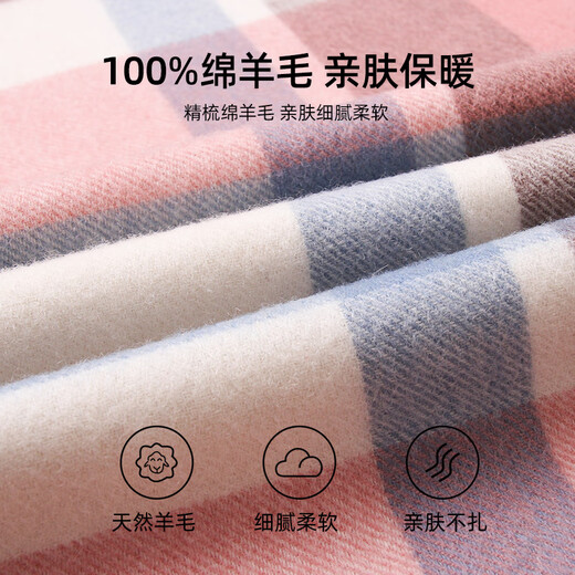 Shanghai story pink plaid wool scarf for women in winter warm new versatile scarf for girlfriend birthday gift box beige 180*30