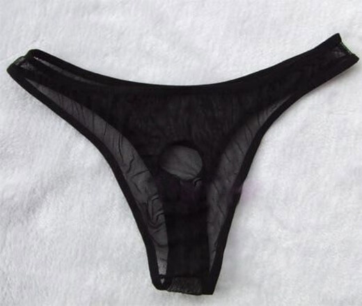 Men's see-through mesh exposed JJpp sexy underwear couple supplies thong T-pants couple tease free to take off gay black exposed JJ style one size