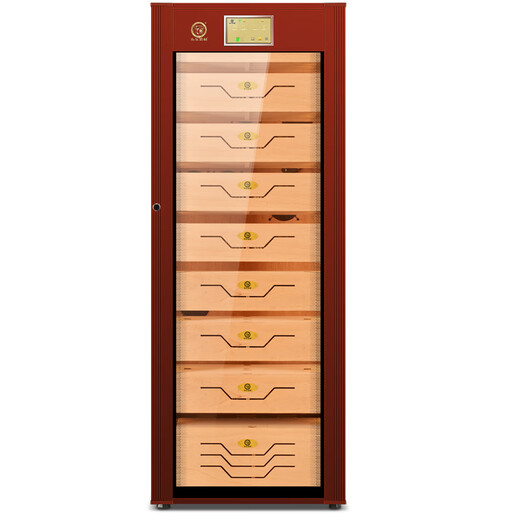 Bulldog cigar cabinet, constant temperature and humidity, ammonia removal, fingerprint lock control, wet eggplant password lock, energy-saving WiFi remote control, VC428 Divine Dog PLUS, cedar wood moisturizing, naked breeding, imported home use VC528 Divine Dog PLUS fingerprint lock, WiFi+, 1.79 meters high