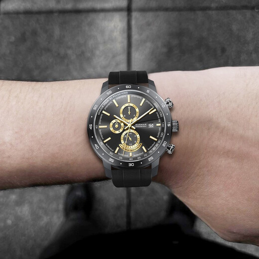 BORMAN (BORMAN) German certified watch men's fully automatic mechanical watch sports casual fashion new waterproof men's watch 3879 [2024 new] black rubber strap