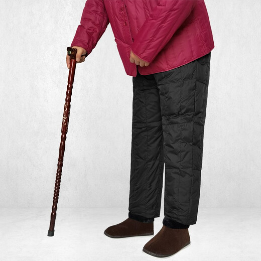 Zoomell grandma down pants thickened winter duck down straight loose warm pants women's high waist deep crotch elastic waist down pants black 165