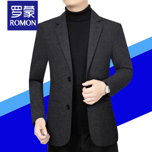 ROMON Men's Casual Suit Spring and Autumn Korean Style Slim Business Small Suit Trendy Handsome Light Mature Single Jacket Men 262 Navy Blue 2XL 185160-175Jin Jin is equal to 0.5 kg