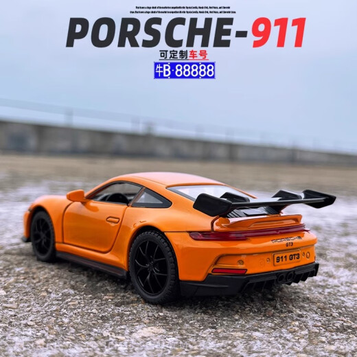 Medium quality 1/32 Porsche 911GTR3 alloy car model sound and light pull back children's toys gift ornaments collection Porsche 911-GT3 comes with base [black]
