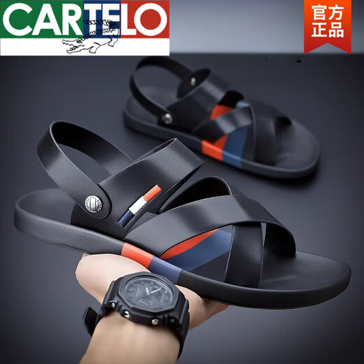 Kartelmarke High-End-Sandalen Herbst herbstlich trendy und modische Sandalen mit Dual-Purple Outer Wear-resistenter Strandschuhe schwarz 9793 38