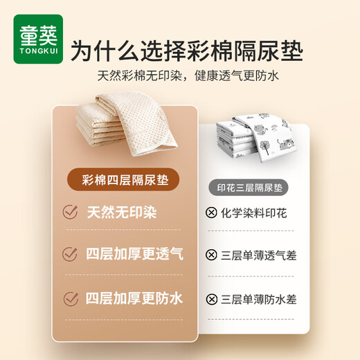 童葵隔尿垫婴儿可洗大号彩棉防水防漏幼儿园宝宝床单透气姨妈月经床垫 彩棉小兔【四层加厚防水透气】 70*100cm1条装【宝妈常选】