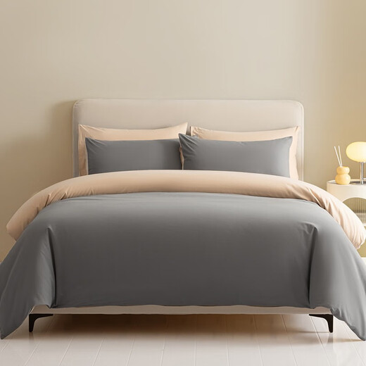 Hailan Home (HLA) Klasse A Baumwolle 60-polige Frosted Rina Series Kit Vierköpfige Set warme Winter-Dicket-Duvet-Abdeckung Kissenabdeckung Gerste Asche + Rock Lime 1,5/1,8 m Bett Vierteiliger Set: Duvet Cover 200*230