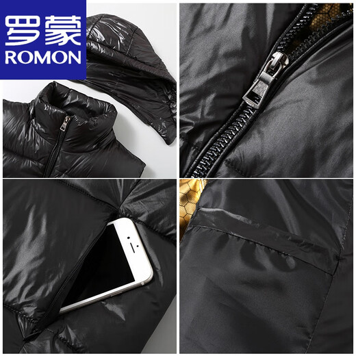 ROMON 2025 Nuevo chaleco de algodón de plumón para hombre, versión coreana de invierno, chaleco para parejas para uso exterior, chaleco cálido y grueso, negro 8615, el mismo estilo para hombres y mujeres 4XL 150-170 Jin Jin es igual a 0,5 kg