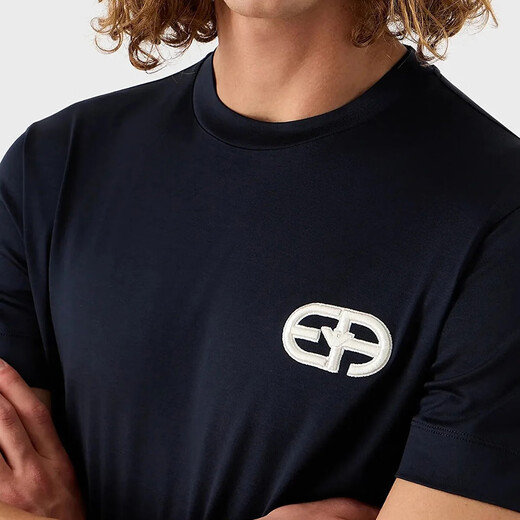 ARMANI/Armani EA Embroidered Eagle Mark Men's Mercerated Cotton Fashion Short Sleeve Round Neck T-shirt 8N1TF5 1JUVZ Brown U6167 M