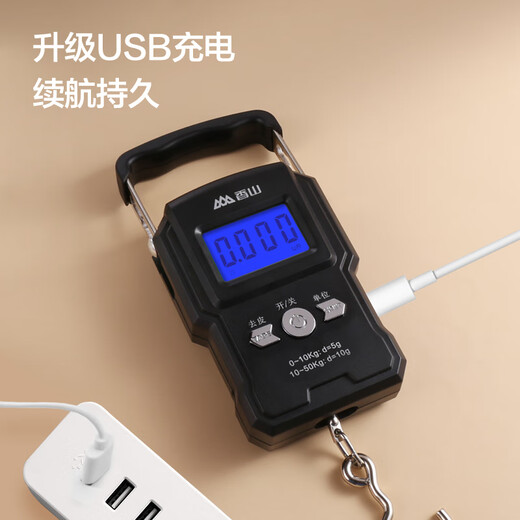 Xiangshan Portable Scale Electronic Scale Portable Scale Gram Scale Weighing Vegetables Express Crane Scale High-Precision Luggage Scale 50kg Rechargeable Model