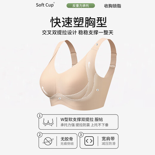 Tingmei Seamless Double Pull-Up Bra for Women with Large Breasts to Make Smaller, Push-Up, Shrink Secondary Breasts, Anti-Sagging, No Wires, Soft Sports Bra
