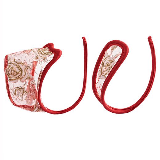 Long Night Sexy Panties Invisible C-string Pants Sexy Butt-Exposing T-Pants Lace Transparent Couple Panties Set One Size D077 Rose Red Men's Style