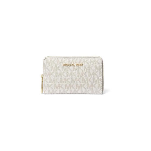 Micheel KORS Women's Wallet Fashionable and versatile Jet Set Small Surround Zipper Card Bag Multi-Card Coin Wallet Vanilla/Cream One Size