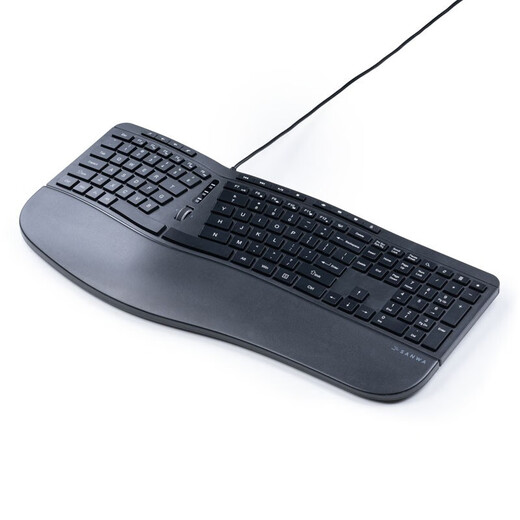 Shanye ergonomic wired keyboard with integrated wrist rest, four-way scroll wheel and tripod GSKBERG3 black wired