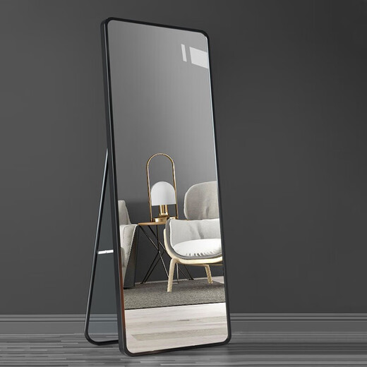 Quanpinwu dressing mirror full-body mirror floor-standing wall-mounted bedroom entrance fitting mirror aluminum alloy rounded corner internet celebrity large mirror 150