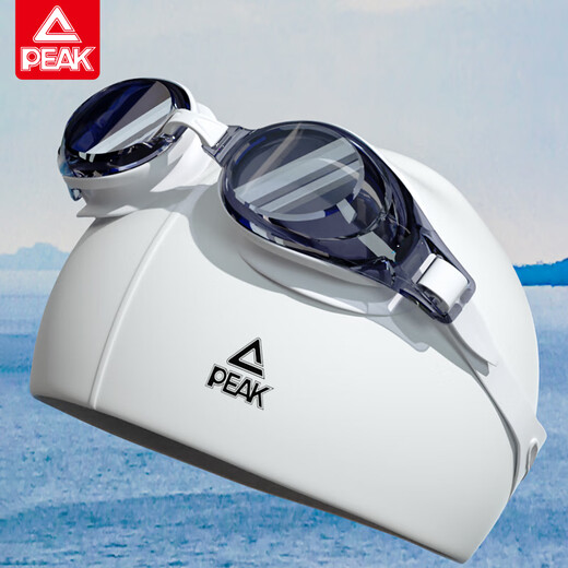 Peak swimming goggles myopia high-definition waterproof anti-fog men's and women's swimming goggles and swimming cap set adult professional swimming equipment smoke green black single swimming goggles flat/not myopia