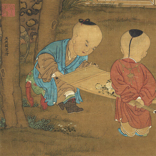 Yuanqian выбирает три юаня, чтобы отправить свадебные картинки Древняя игра, играйте, прокрутите знаменитую картину реплику антикварную живопись, висящая картина Юанькяна выбирает Hibiscus Mandarin Duck Picture 12392 30x54 см (размер картины распыления).