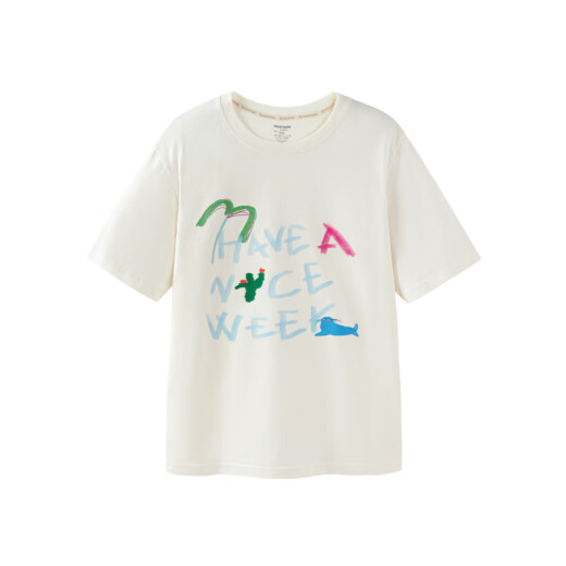 Mini Bala [parent-child] boys and girls T-shirt summer parent-child wear skin-friendly cotton baby short-sleeved T-shirt milk white 10501175cm