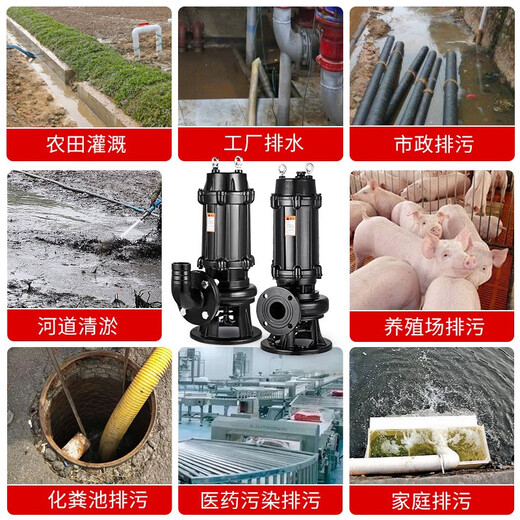 
Shanghai People's Pump Factory Co., Ltd. Sewage Pump 380V Three-phase Submersible Sewage Pump Shanghai Manure Extraction Slurry 1.5kW 2.2kw3kw7.5kw National Standard Flange 65WQ15911 All Copper Motor