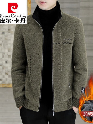 皮尔卡丹（pierrecardin）呢子夹克男土秋冬季2024新款立领金貂绒上衣加厚成熟稳重毛呢外套 6629卡其色 M