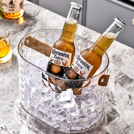 Yunxu Ice Bucket Household Coke Beer Ice Wine Bucket Transparent Picnic Beverage Bucket High-Looking Storage Bucket Internet Celebrity Ice Bucket White Pack of Two