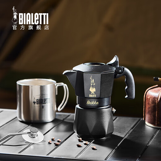 Bialetti Moka Pot Hand-brewed Italian Coffee Pot Italian Double Valve Espresso Portable Black Gold 2 Cups