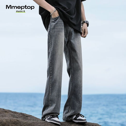 MMOPTOP复古牛仔裤春夏季美式潮牌高街宽松舒适阔腿裤子898 复古蓝 2XL