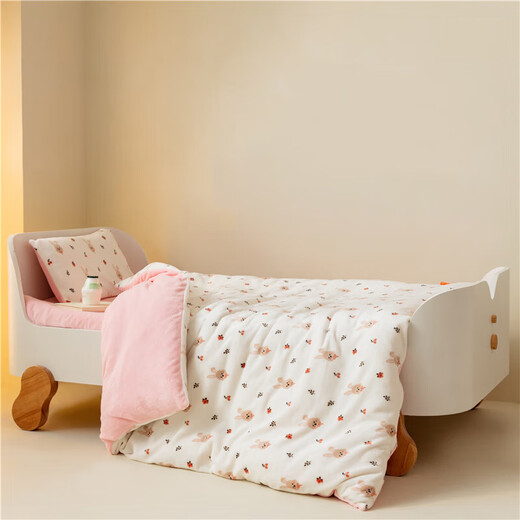 Yalu Class A milk velvet winter quilt thickened children's bed quilt kindergarten nap blanket quilt soy quilt core household removable and washable Sweet Rabbit Paradise Class A maternal and infant grade skin-friendly and can sleep naked 100x120 Velvet quilt cover + quilt core About 1.8Jin Jin equals 0.5kg
