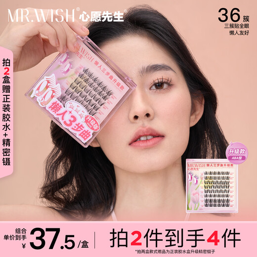 Mr. Wish Glue False Eyelashes Lazy Three Steps Upgraded ABA Type Eyelashes Female Natural Simulation Novice Feather Fan