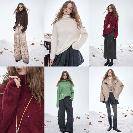 Fairy's pocket 94% sheep wool white turtleneck sweater for women 2025 lazy style slimming soft waxy skin-friendly temperament green M